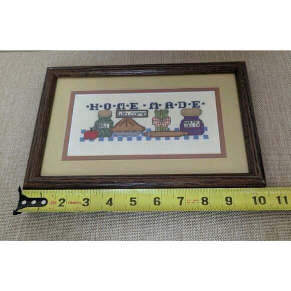 Vintage Handmade Finished Cross Stitch in Frame "Homemade" Kitchen Theme 7.5x10" - Picture 4 of 5